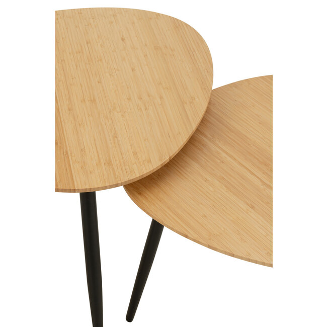 J-Line Set van 3 bijzettafels Palette Bamboe/Metaal Naturel/Zwart