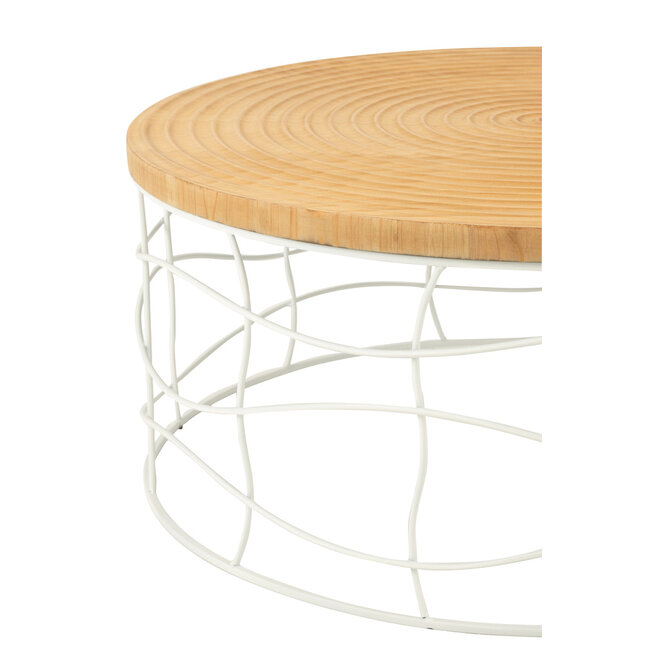 J-Line Koffietafel Snijwerk IJzer/Dennenhout Natuurlijk/Wit