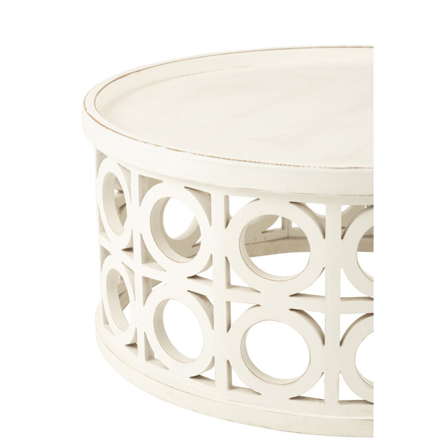 J-Line Salontafel Snijwerk Dennenhout/Mdf Wit