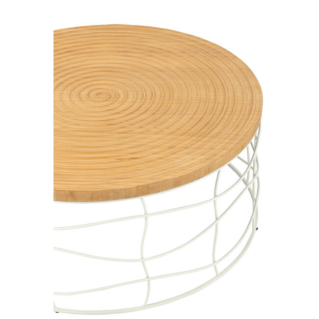 J-Line Koffietafel Snijwerk IJzer/Dennenhout Natuurlijk/Wit