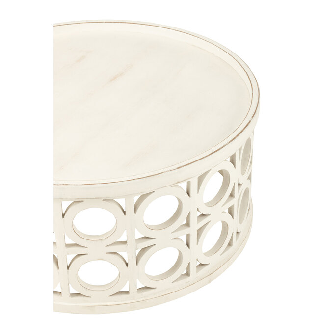 J-Line Salontafel Snijwerk Dennenhout/Mdf Wit