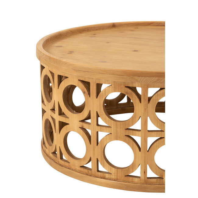 J-Line Koffietafel houtsnijwerk vurenhout/Mdf natuurlijk