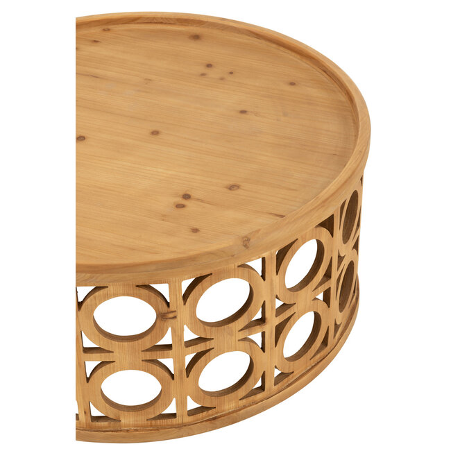 J-Line Koffietafel houtsnijwerk vurenhout/Mdf natuurlijk