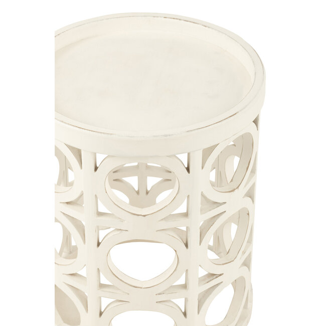 J-Line Bijzettafel Houtsnijwerk Dennenhout/Mdf Wit