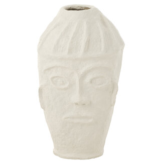 J-Line Pot Face Papier Maché Wit