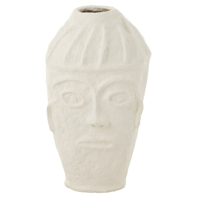 J-Line Pot Face Papier Maché Wit