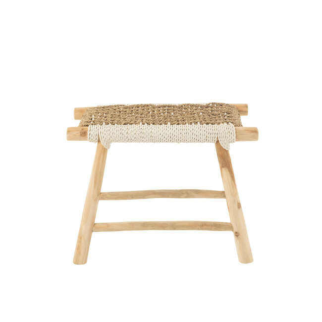 J-Line Kruk Waverly Teakhout/Zeegras Natuurlijk/Wit