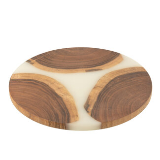 J-Line Snijplank Rond Acacia Hout/Hars Naturel/Wit
