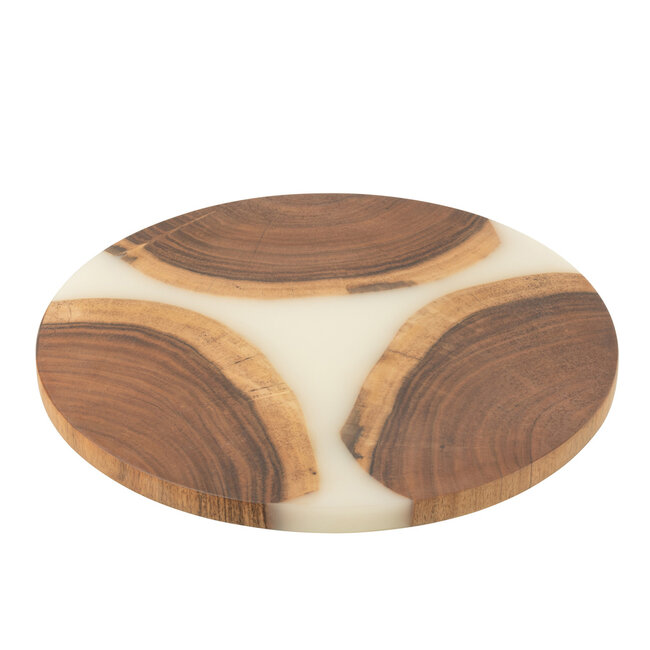 J-Line Snijplank Rond Acacia Hout/Hars Naturel/Wit