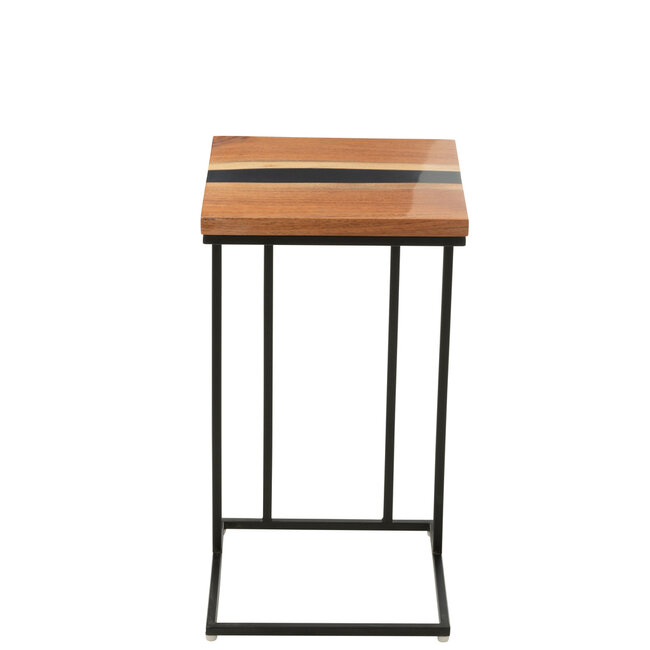 J-Line Bijzettafel Vierkant Acaciahout/Hars Natuurlijk/Zwart