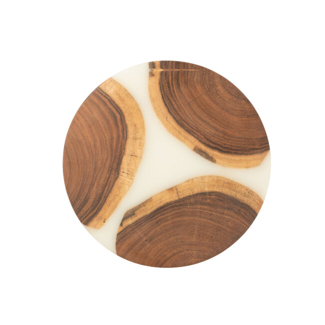 J-Line Snijplank Rond Acacia Hout/Hars Naturel/Wit