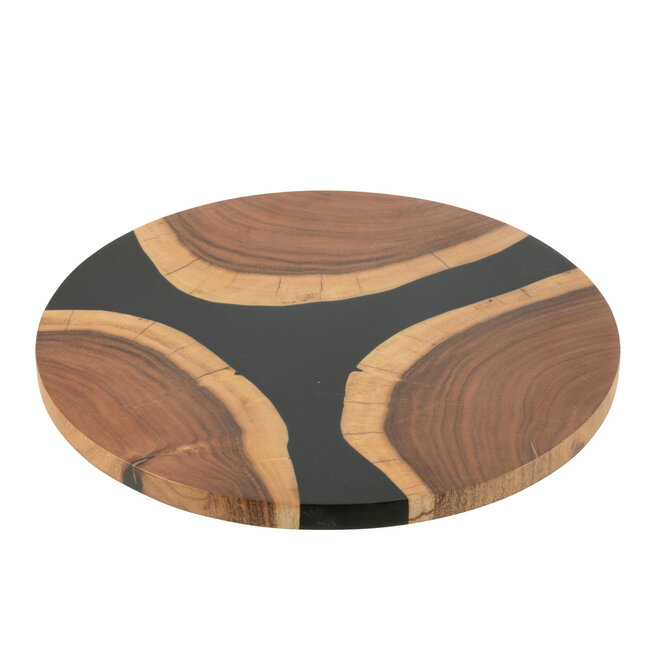 J-Line Snijplank Rond Acacia Hout/Hars Naturel/Zwart