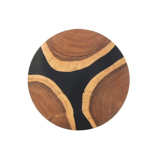 J-Line Snijplank Rond Acacia Hout/Hars Naturel/Zwart
