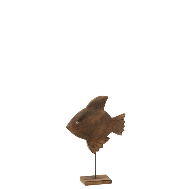 J-Line Decoratie Vis Mango Hout/Metaal Bruin/Zwart Klein