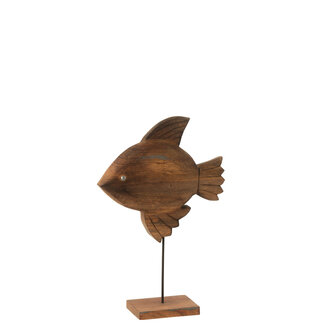 J-Line Decoratie Vis Mango Hout/Metaal Bruin/Zwart Groot