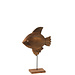 J-Line Decoratie Vis Mango Hout/Metaal Bruin/Zwart Groot