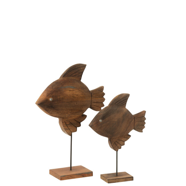 J-Line Decoratie Vis Mango Hout/Metaal Bruin/Zwart Groot