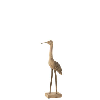 J-Line Decoratie Vogel Mango Hout/Metaal Beige/Zwart Klein
