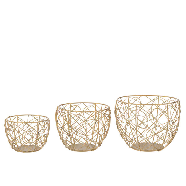 J-Line Set 3 Mandjes Metaal Goud