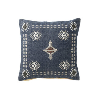 J-Line Kussen Vierkant Etnische Patronen Katoen Donkerblauw/Wit