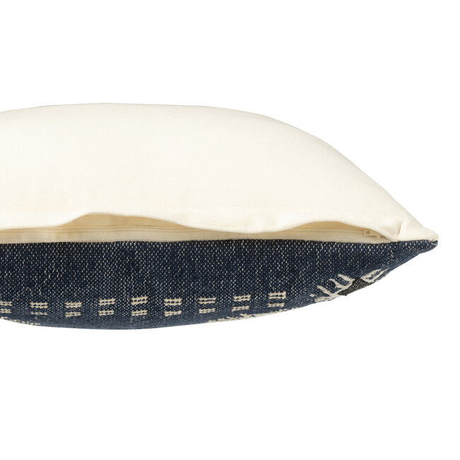 J-Line Kussen Vierkant Etnische Patronen Katoen Donkerblauw/Wit