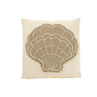 J-Line Kussen Shell Katoen Wit/Beige