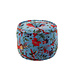J-Line Poef Rond Vogels/Bloemen Katoen Fluweel Blauw
