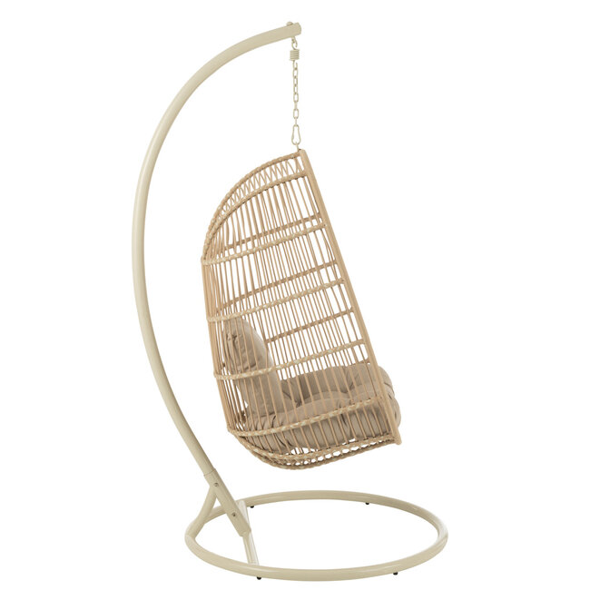 J-Line Hangstoel Egga Staal/Touw Beige