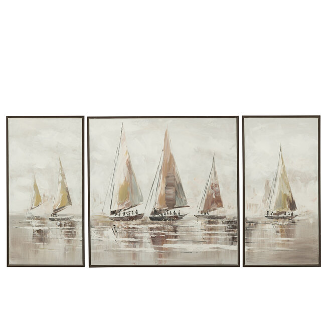 J-Line Set van 3 schilderijen Hog acryl/canvas mix
