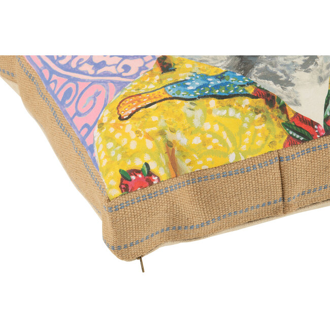 J-Line Pillow Cat Popart Polyester/Linen Mix