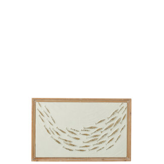 J-Line Muurdecoratie Schoolvissen Zoli IJzer/Sparrenhout Mix