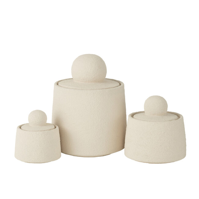 J-Line Set van 3 potten decoratieve Maris Cement Cream