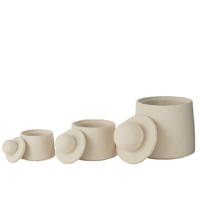 J-Line Set van 3 potten decoratieve Maris Cement Cream
