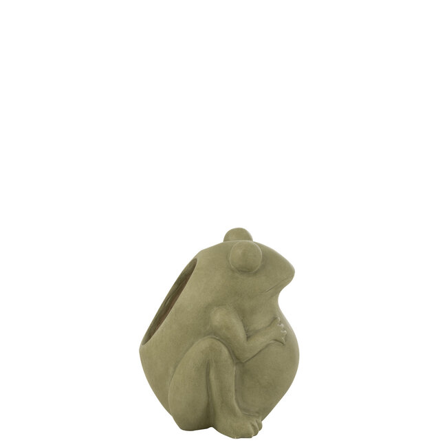 J-Line Bloempot Kikker Klei Groen Klein