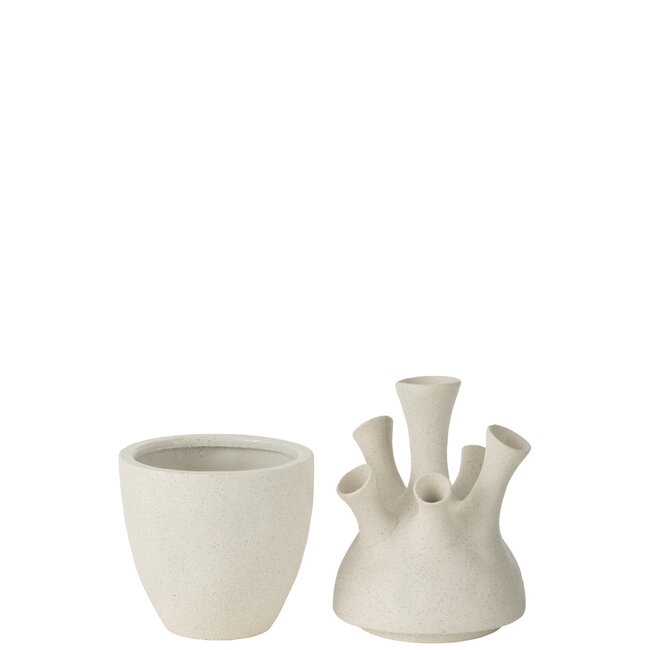 J-Line Vaas Koraal Klei Wit Groot