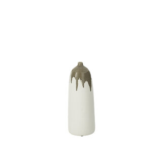J-Line Vaas Olea Fles Olijfgroen/Wit Klein