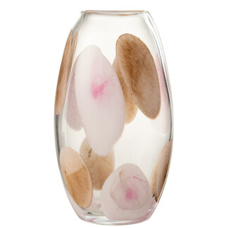 J-Line Vaas Momo Glas Roze/Bruin Groot