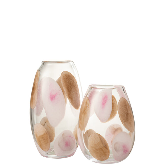J-Line Vaas Momo Glas Roze/Bruin Groot