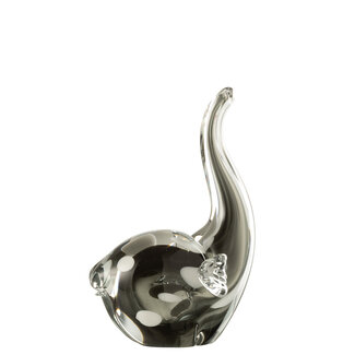 J-Line Olifant Glas Transparant/Zwart Groot