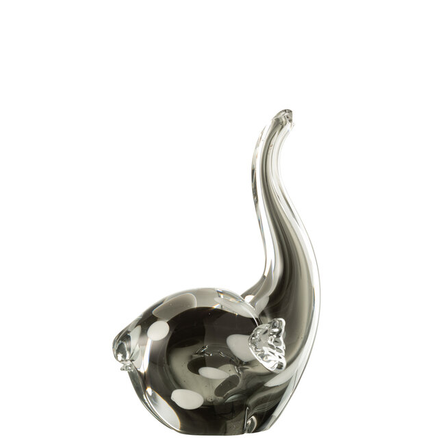 J-Line Olifant Glas Transparant/Zwart Groot