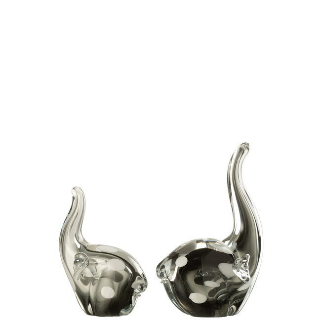 J-Line Olifant Glas Transparant/Zwart Groot