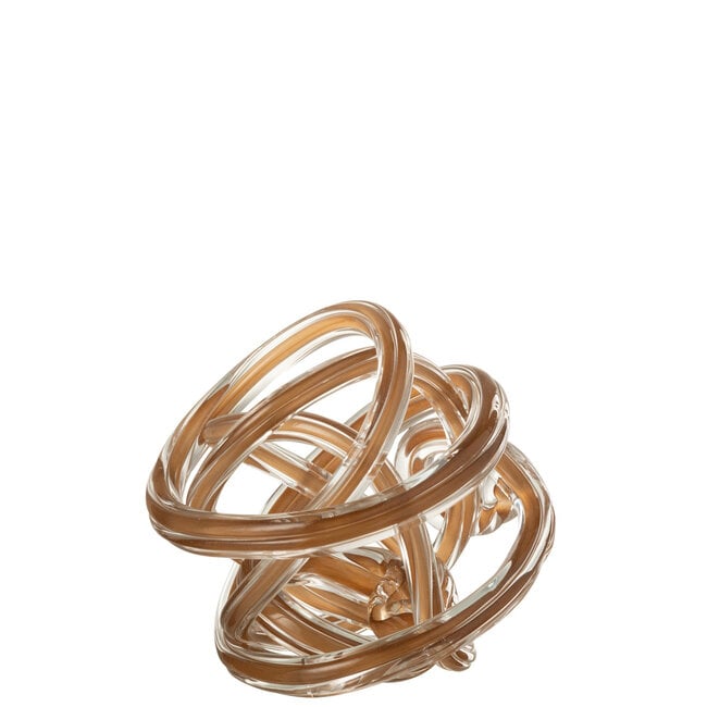 J-Line Papiergewicht Infinity Knot Glas Bruin/Transparant