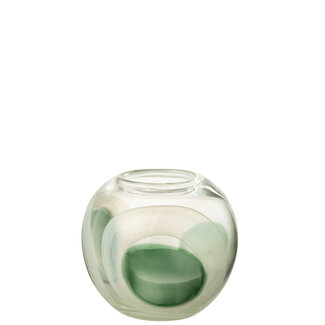 J-Line Vaas Livy Glas Groen/Wit/Transparant Klein