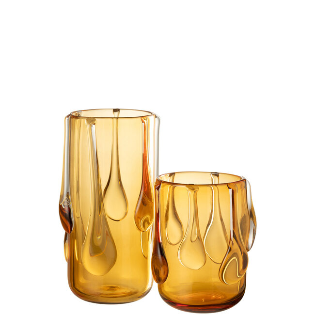 J-Line Vaas Druppelglas Amber Groot