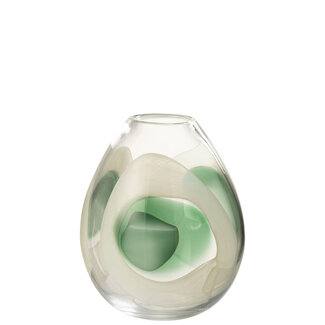 J-Line Vaas Livy Glas Groen/Wit/Transparant Medium