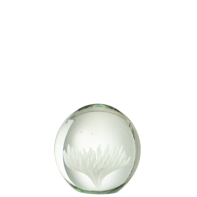 J-Line Papiergewicht Aster Rond Glas Transparant/Wit