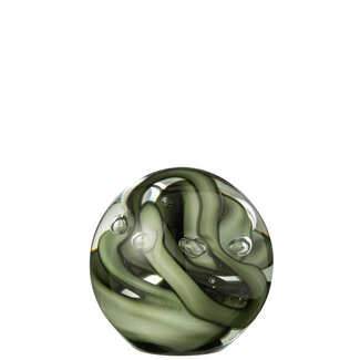 J-Line Papiergewicht Tornado Rond Glas Transparant/Bruin Groot