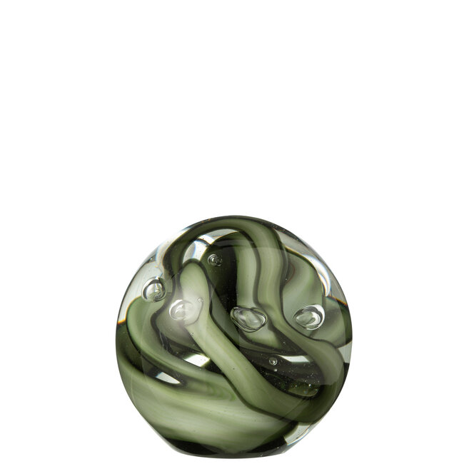 J-Line Papiergewicht Tornado Rond Glas Transparant/Bruin Groot