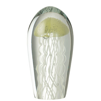 J-Line Papiergewicht Calypso Ovaal Glas Transparant/Groen Groot