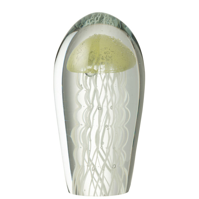 J-Line Papiergewicht Calypso Ovaal Glas Transparant/Groen Groot